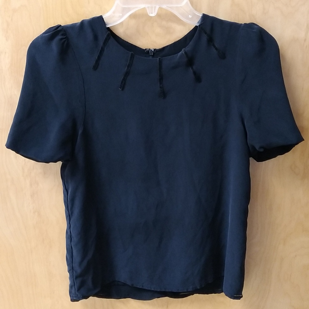 Line & Dot Women's Black Blouse w/ velvet accents